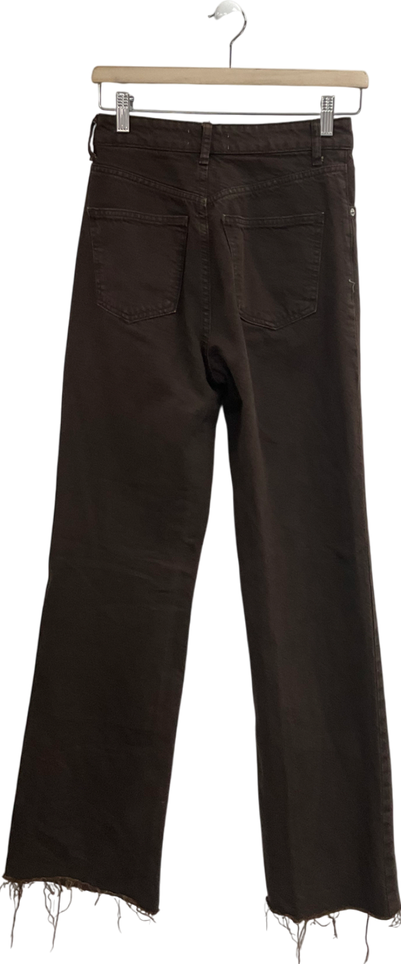 ZARA Brown Straight Leg Raw Hem Jeans UK 6