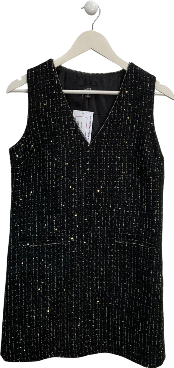 Next Black Tweed Sleeveless Dress UK 6