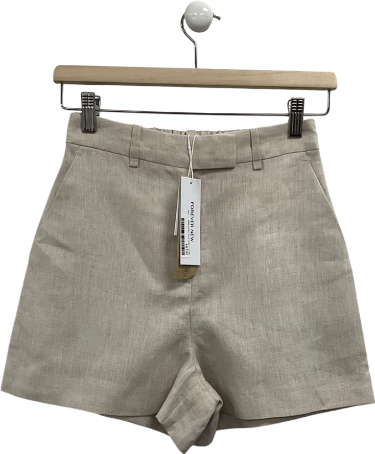 FOREVER NEW Beige Lainey Linen Shorts UK 6