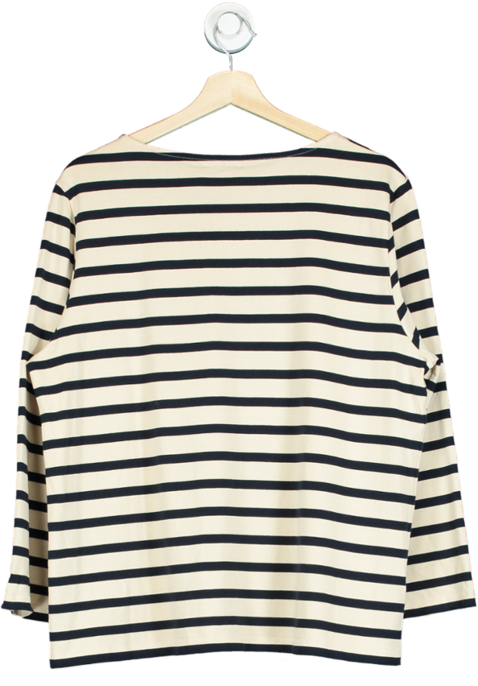 LOVE Navy/White Striped Boat Neck Top UK L