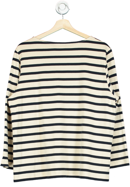 LOVE Navy/White Striped Boat Neck Top UK L