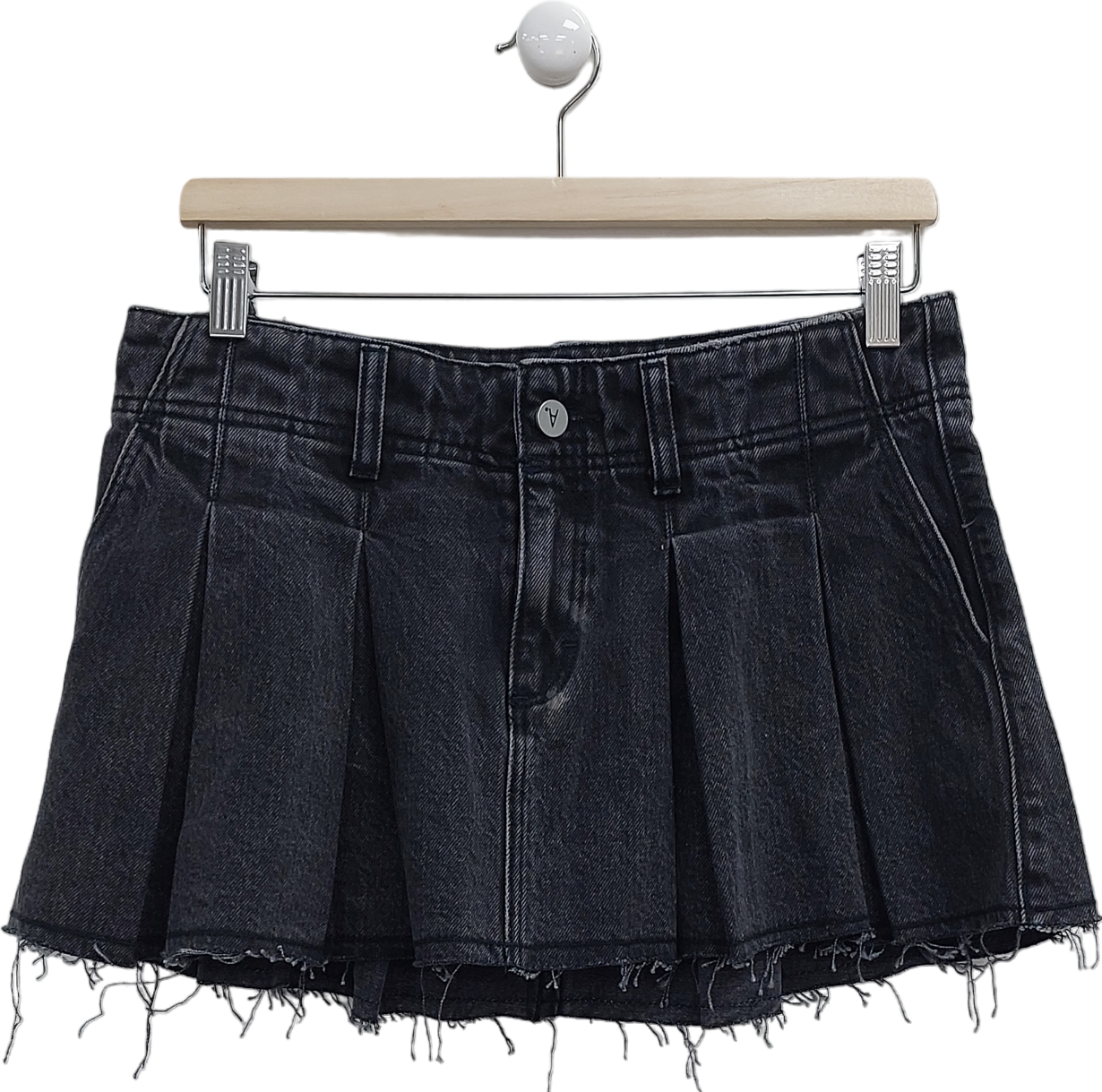 Abrand Jeans Black Pleated Mini Skirt UK M