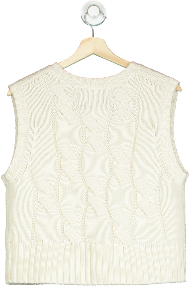 Allude Cream Cable-knit Cashmere Vest UK S