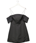 Pinko By Arzu Sabanci Black Duchess Satin Bardot Mini Dress UK 12