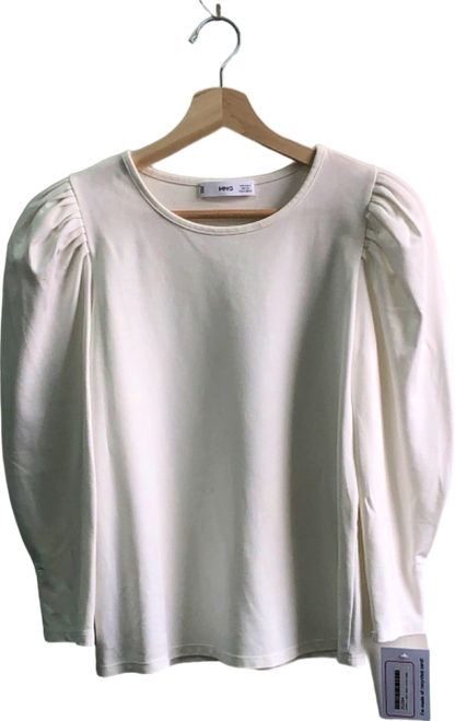 MNG White Puff Sleeve Top S