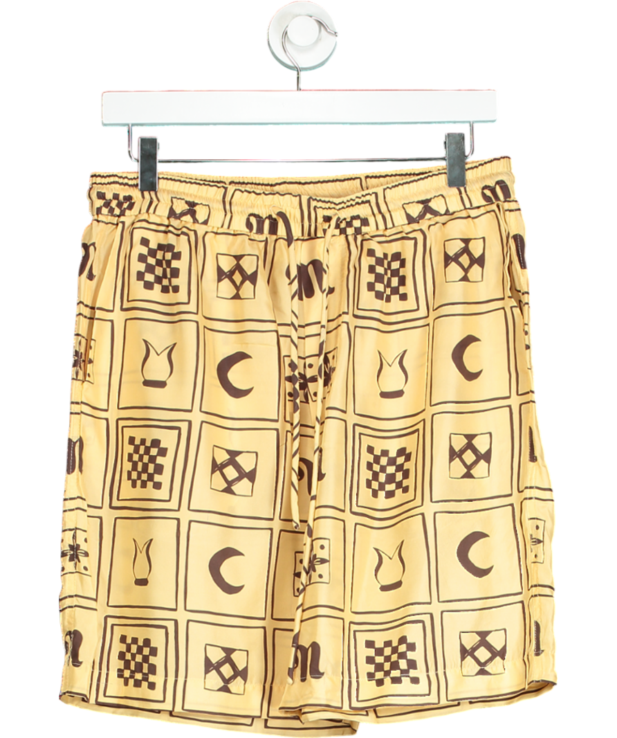 Nanushka Orange Printed Silk-twill Shorts UK M