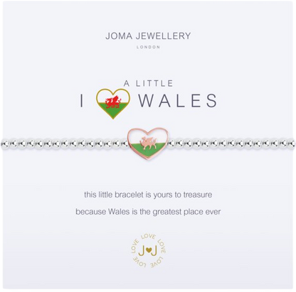Joma Jewellery Silver A Little 'i Love Wales' Welsh Bracelet One Size