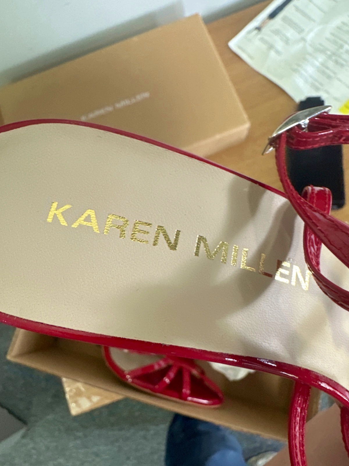 Karen Millen Red Strappy Patent Heels UK 5