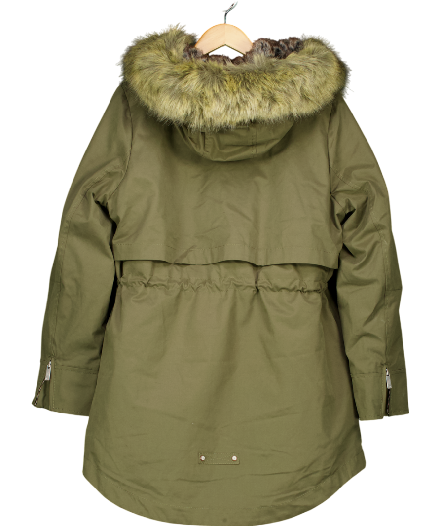 Parka London Green Caversham Long-length Faux Fur Parka Aka The Two-in-one UK M