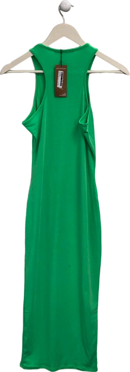 Nasty Gal Green Recycled Racer Neck Midi Dress UK 8