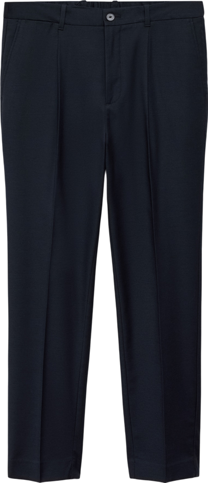 MANGO Blue Pleated Slim Fit Trousers W34