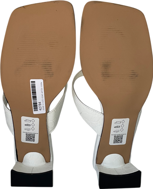 Topshop Indy Toe Post Mid Heeled Sandals In Off White Croc UK 5 EU 38 👠