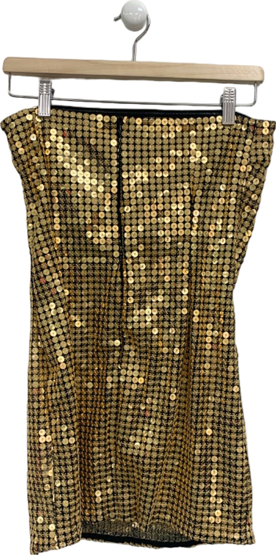 Pretty Little Thing Gold Sequin Mini Dress UK 10