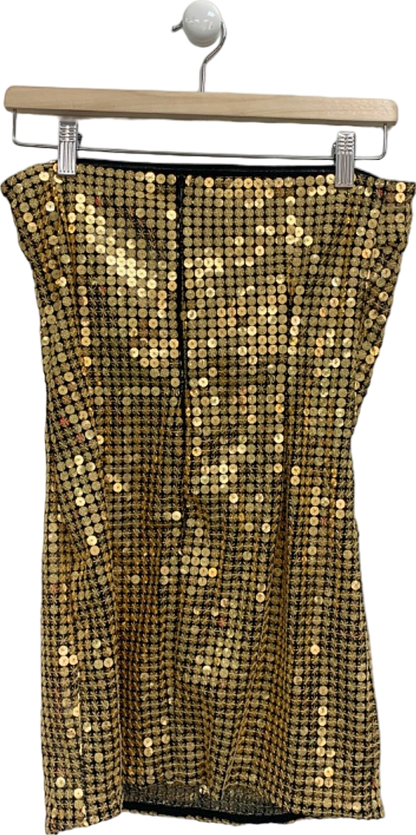 Pretty Little Thing Gold Sequin Mini Dress UK 10