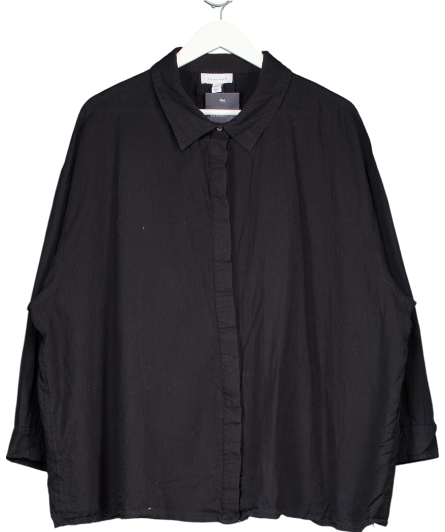 Topshop Black Long Sleeve Cotton Shirt UK 16