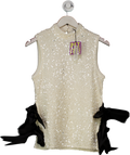 River Island Petite White Sequin Bow Side Top UK 8