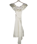 Karen Millen White Cotton Poplin Structured Ruffle Tie Belt Woven Midi Dress UK 6