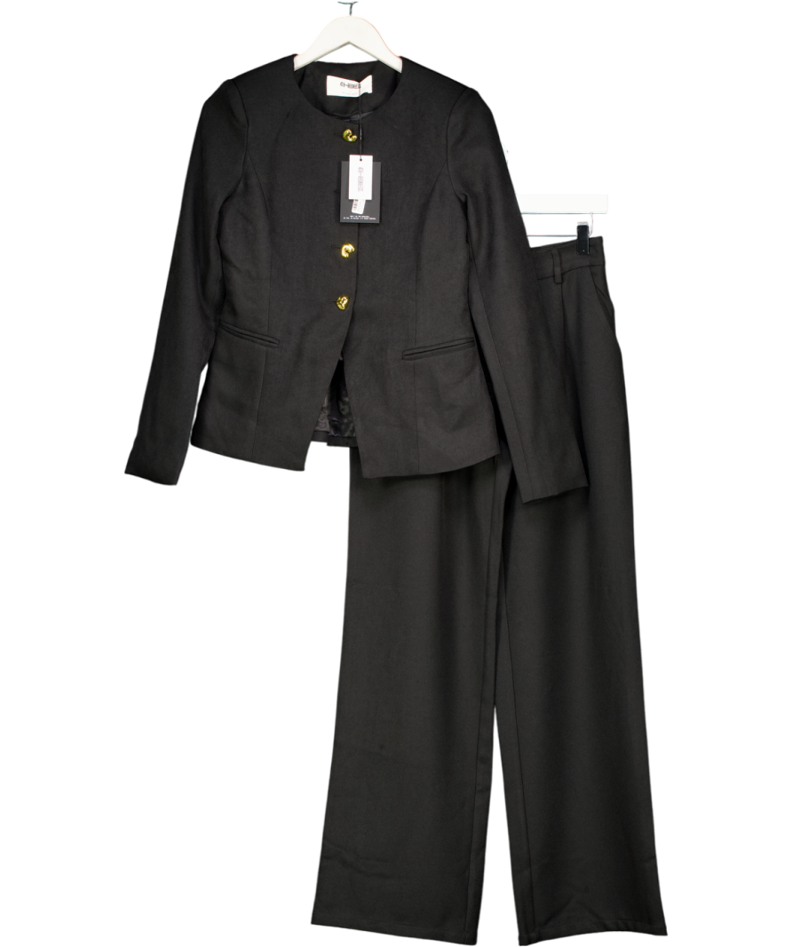 4th & Reckless 2-piece Black Tailored Gold Button Blazer And Straight Leg Trouser Set UK 6
