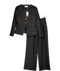 4th & Reckless 2-piece Black Tailored Gold Button Blazer And Straight Leg Trouser Set UK 6