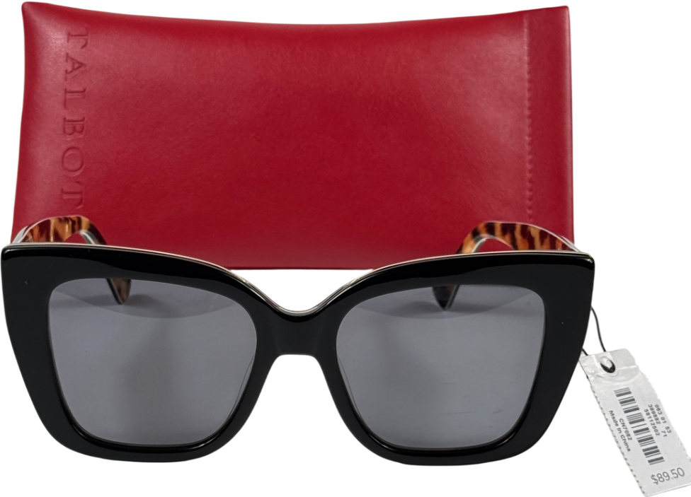 TALBOTS Black Tanya Colorblock Leopard Sunglasses In Case One Size
