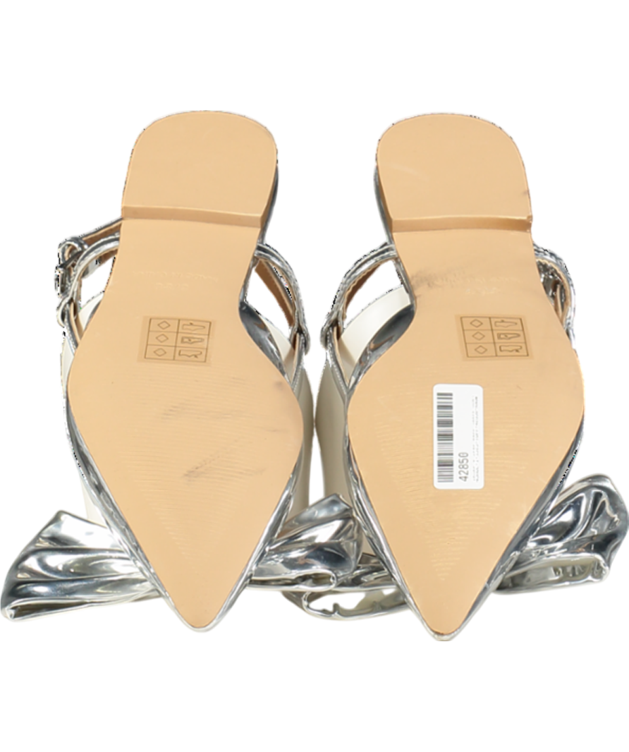 Karen Millen Metallic Pu Bow Detail Flat Pumps UK 5 EU 38 👠