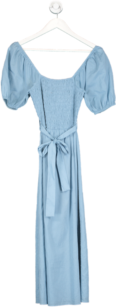 & Other Stories Blue Belted Puff Sleeve Midi Dress UK 4