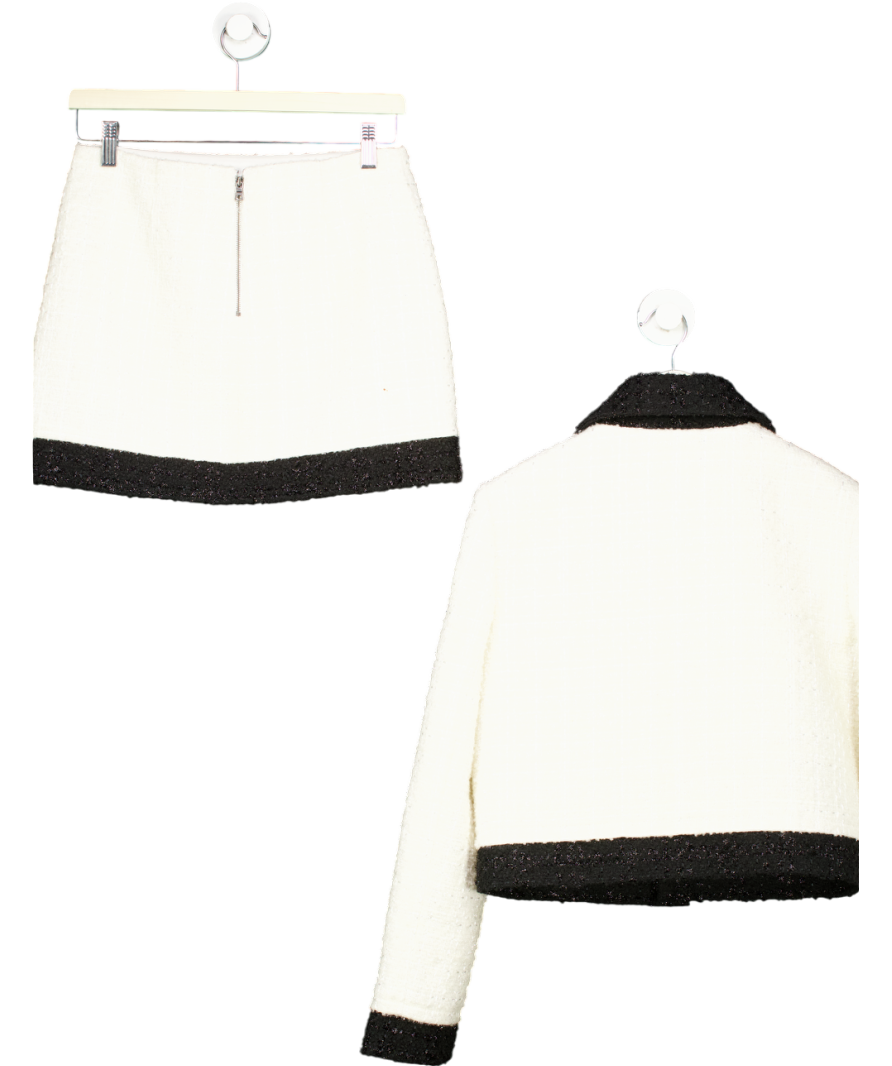 Alice + Olivia Cream Topher Two Tone Tweed Jacket UK S