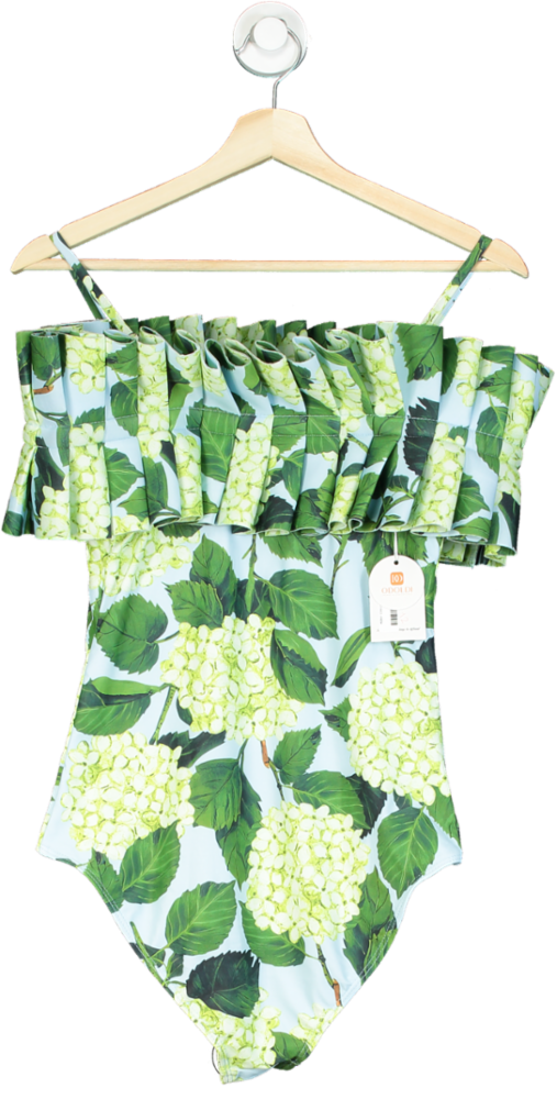 ODOLDI Green Floral Off-Shoulder Swimsuit UK S