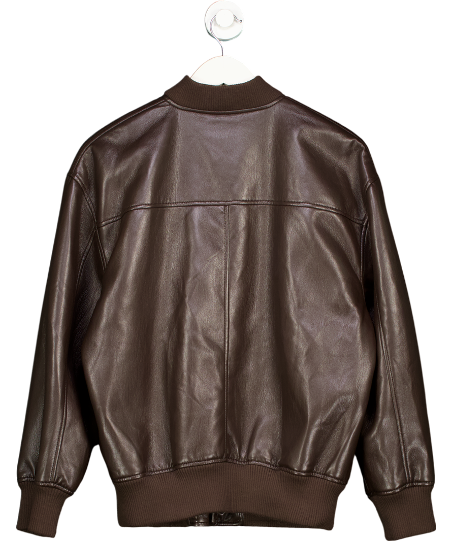 Babaton Brown Avedon Vegan Leather Bomber Jacket UK S