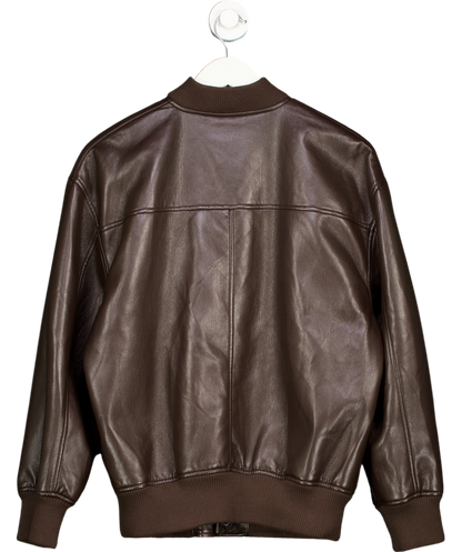 Babaton Brown Avedon Vegan Leather Bomber Jacket UK S