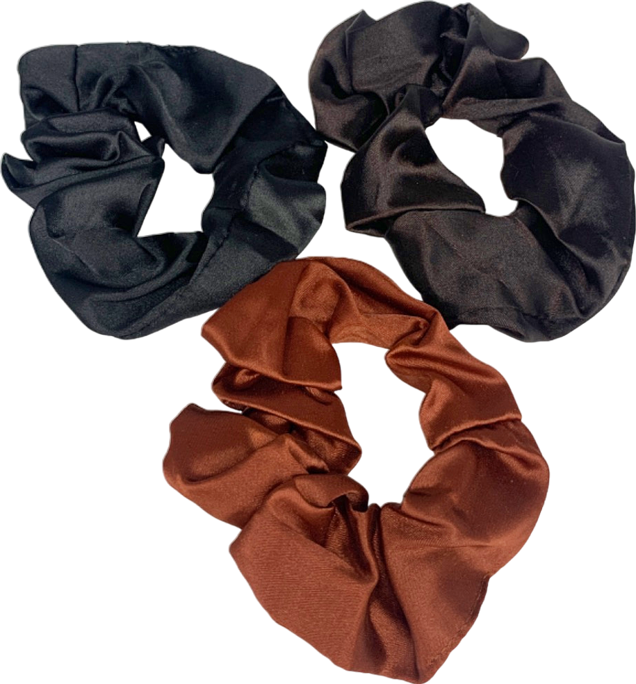 Black & Brown Satin Scrunchies One Size