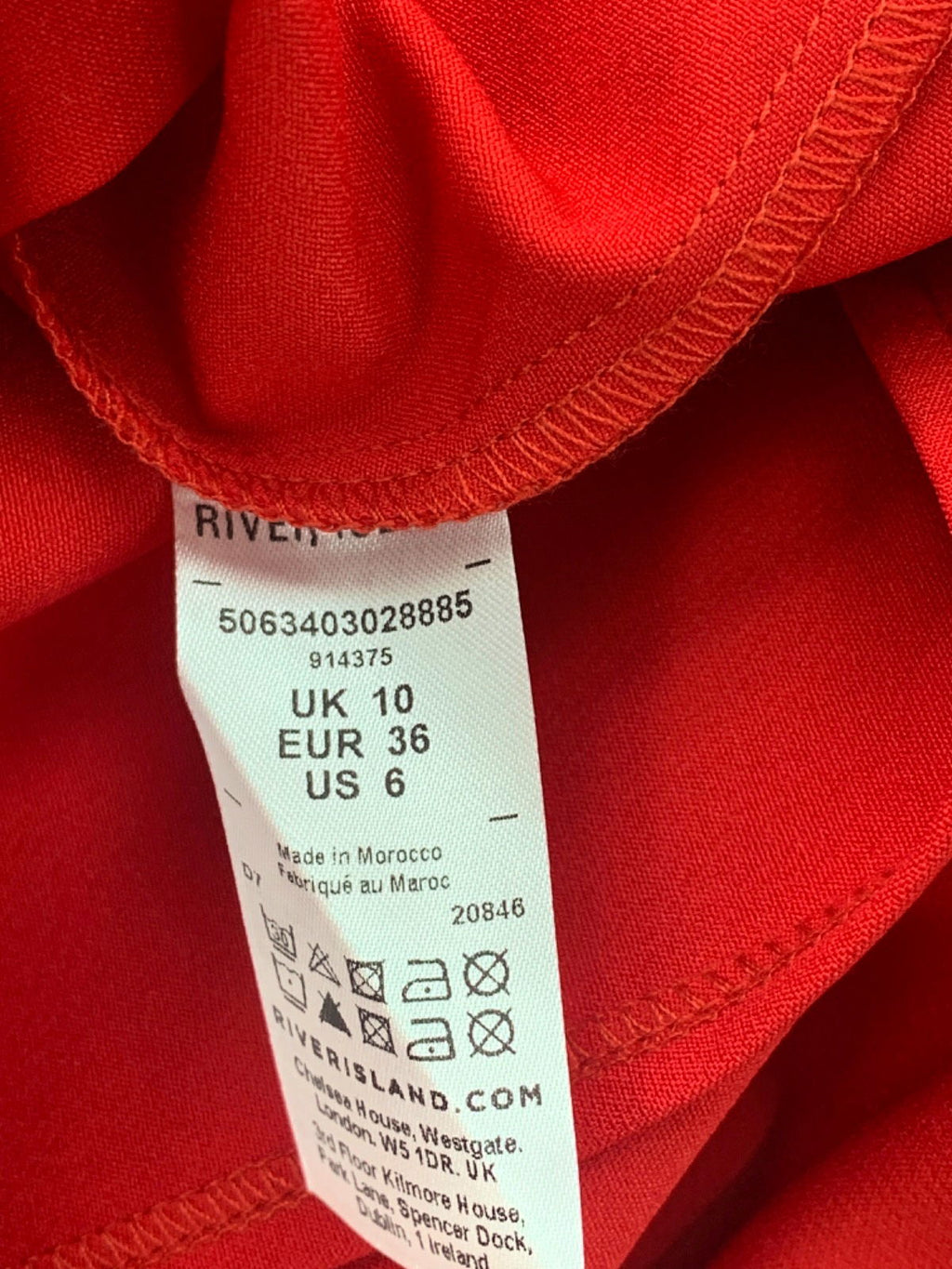 River Island Red High-Waisted Pencil Skirt UK 10