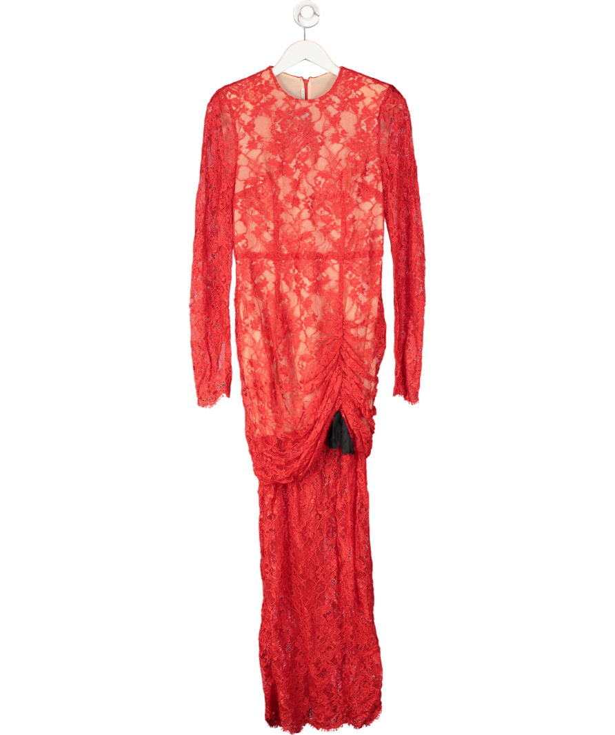Alessandra Rich Red Lace Maxi Dress UK 12