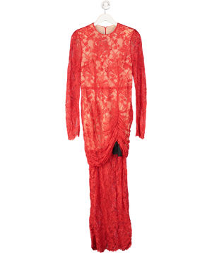 Alessandra Rich Red Lace Maxi Dress UK 12