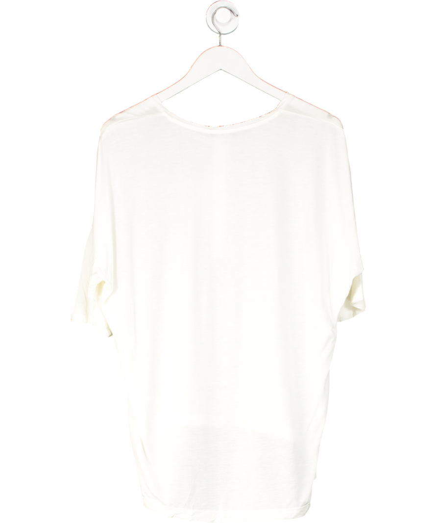 SET Cream Zoey 100% Silk Button T-shirt UK 10