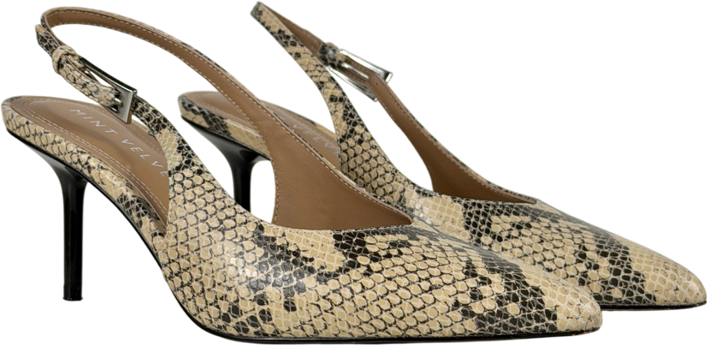 Mint Velvet Beige Tori Leather Slingback Court Shoes UK 5 EU 38 👠