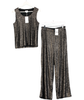 ELEVEN LOVES 2-piece Black Sequin Chloe Vest And Pia Wide Leg Trousers Set UK 12