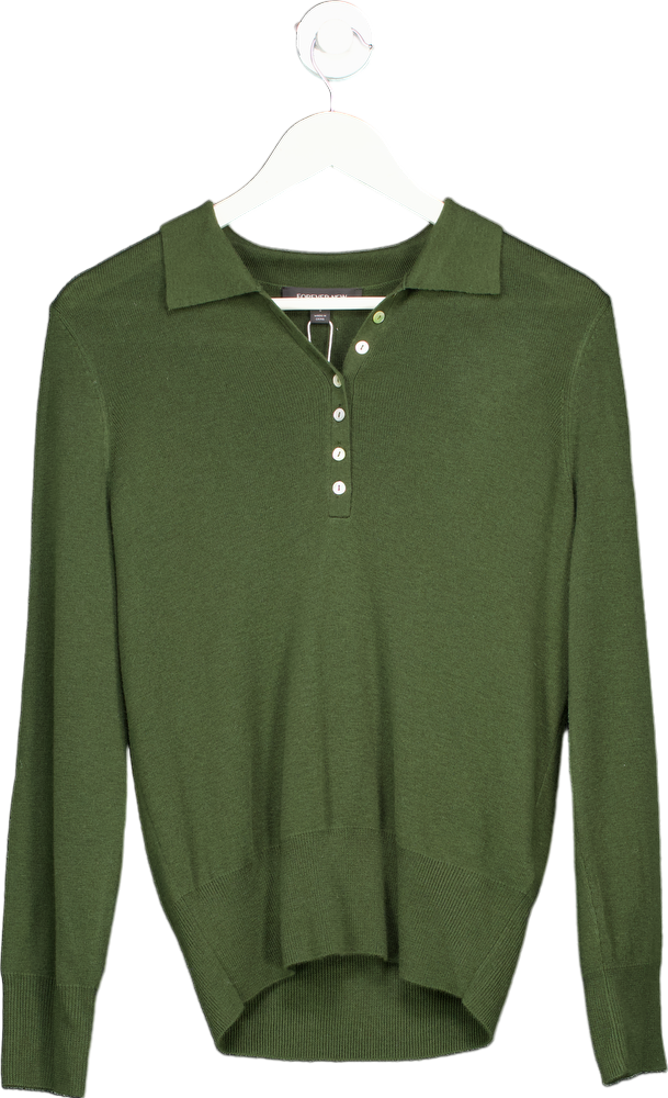 Forever New Olive Button Through Polo Jumper UK S