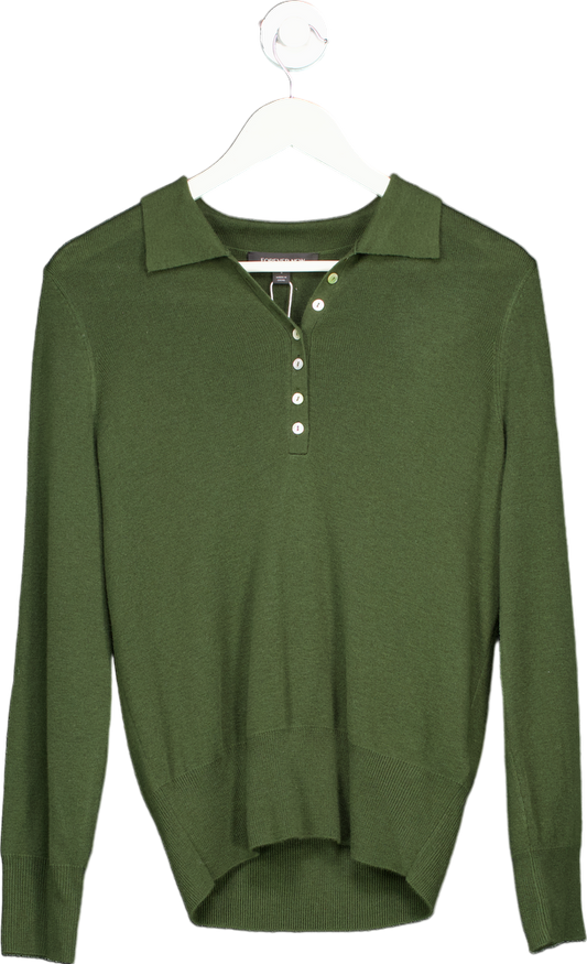 Forever New Olive Button Through Polo Jumper UK S