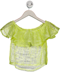 Lefties Yellow Mesh Ruffle Off-shoulder Crop Top UK S
