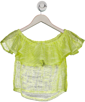 Lefties Yellow Mesh Ruffle Off-shoulder Crop Top UK S