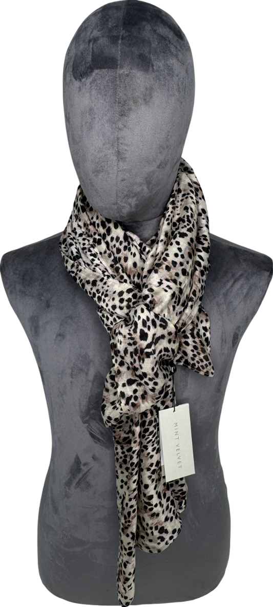 Mint Velvet Beige Animal Print Lightweight Scarf One Size