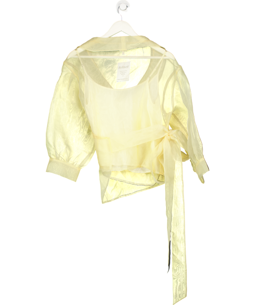 Baum Und Pferdgarten Yellow Milou Sheer Waist-tie Blouse UK 6