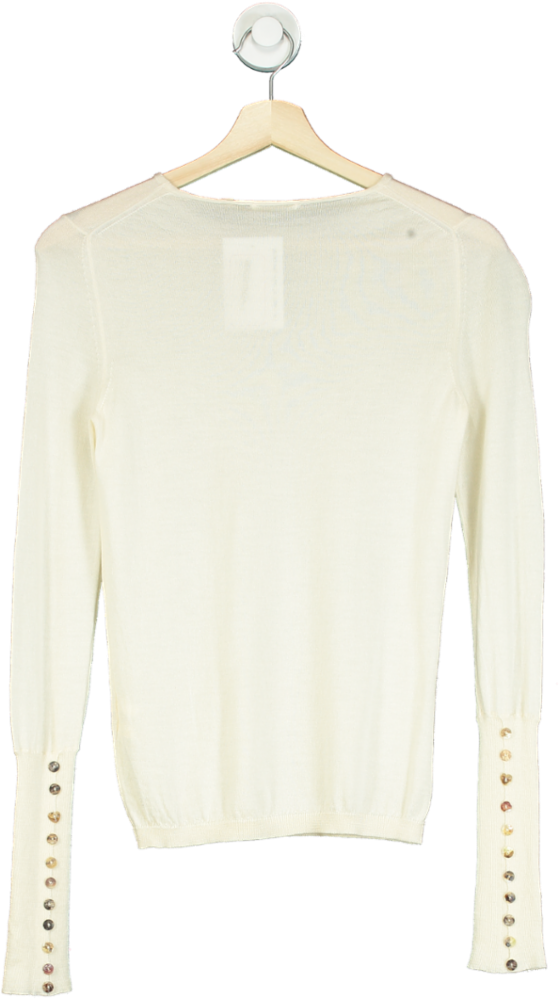 Bamford Ivory Long Sleeve Jumper with Button Detail UK S