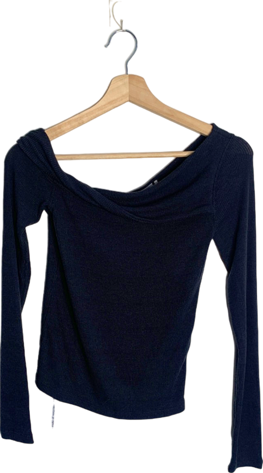 Out From Under Black Off-Shoulder Long Sleeve Top Small