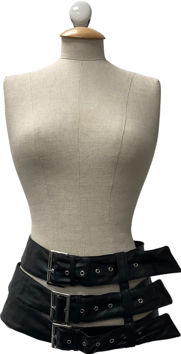 Finesse Kristin Black Vegan Leather Skirt UK XS