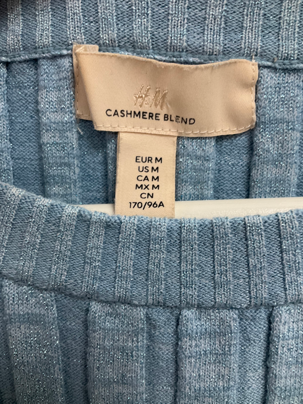 H&M Blue Ribbed Sparkle Cashmere Blend Maxi Dress UK M