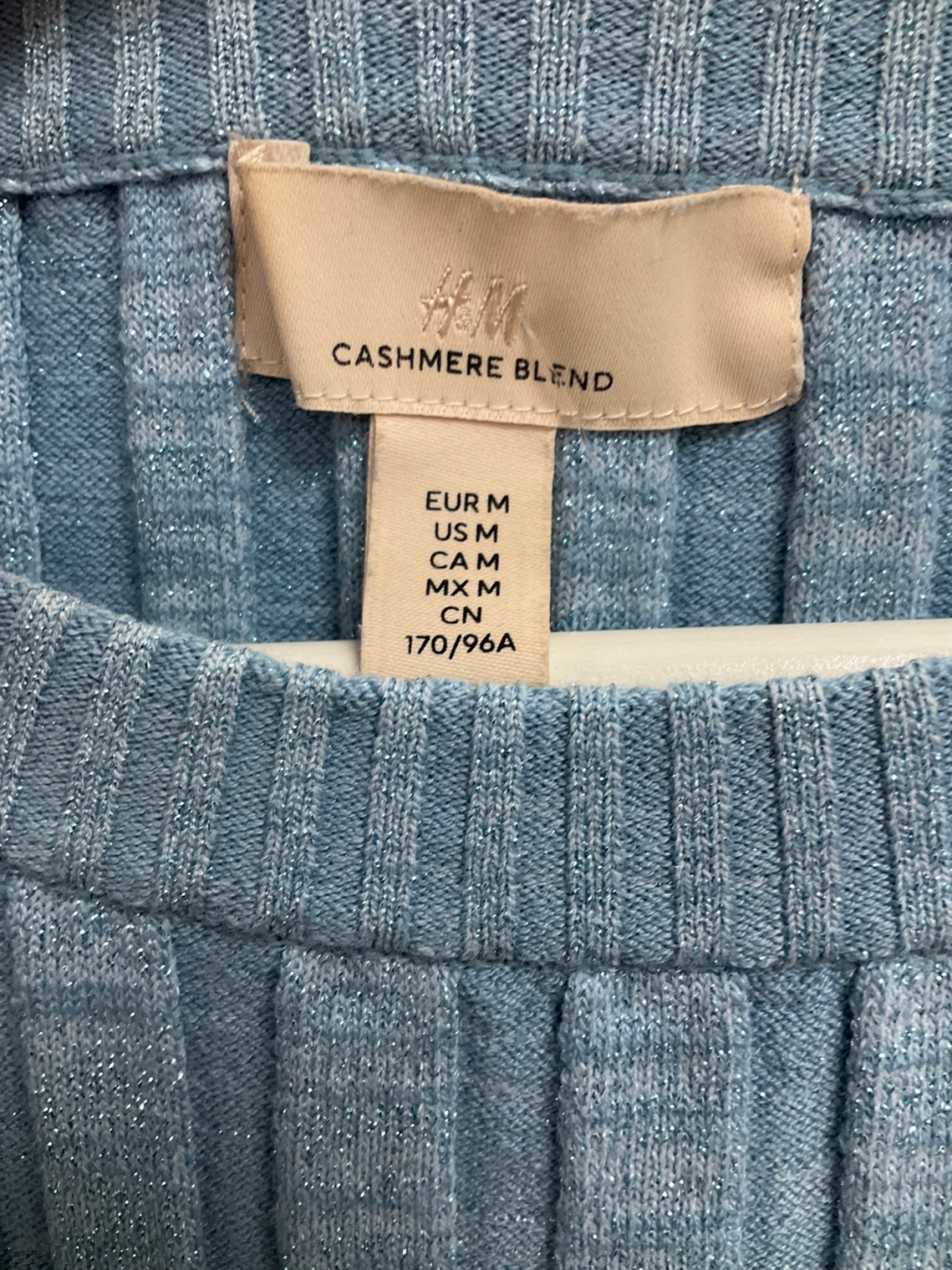 H&M Blue Ribbed Sparkle Cashmere Blend Maxi Dress UK M