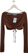 House of CB Brown Ruched Front Crop Top UK S