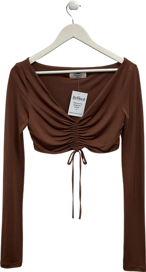 House of CB Brown Ruched Front Crop Top UK S